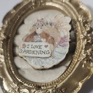 'I Love Gardening' Angel Brooch